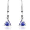 imageGin ampamp Grace 14K White Gold Mozambique Genuine Tanzanite Earrings with Diamonds for women  Ethically authentically ampamp organically sourced Trillioncut shaped Tanzanite handcrafted jewelry for her
