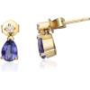 imageGin ampamp Grace 14K Yellow Gold Natural Diamond I1I2 Stud Earring for Women with Pear Cut Genuine Tanzanite