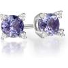 imageGin ampamp Grace womens 14K White Gold Mozambique Genuine Tanzanite Stud Earrings With Diamonds  Ethically Authentically ampamp Organically Sourced RoundCut Shaped HandCrafted Jewelry TW1448ETZ