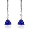 imageGin ampamp Grace 14K White Gold Mozambique Genuine Tanzanite Earrings with Diamonds for women  Ethically authentically ampamp organically sourced Trillioncut shaped Tanzanite handcrafted jewelry for her