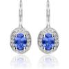 imageGin ampamp Grace 14K White Gold Natural Diamond ampamp Genuine Tanzanite Lever Back Dangle Earring for Women