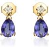 imageGin ampamp Grace 14K Yellow Gold Natural Diamond I1I2 Stud Earring for Women with Pear Cut Genuine Tanzanite