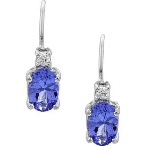 imageGin ampamp Grace 10K White Gold Natural Diamond I1I2 ampamp Genuine Tanzanite Lever Back Earring for Women