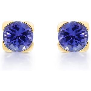 imageGin ampamp Grace 10K Yellow Gold Genuine Tanzanite Earrings for Women Holiday Gifts  Ethically Authentically ampamp Organically Sourced Roundcut shaped Tanzanite handcrafted jewelry for her