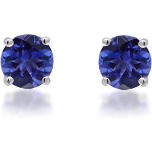 imageGin ampamp Grace 14K White Gold Blue Natural Tanzanite Earring for Women