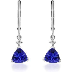 imageGin ampamp Grace 14K White Gold Mozambique Genuine Tanzanite Earrings with Diamonds for women  Ethically authentically ampamp organically sourced Trillioncut shaped Tanzanite handcrafted jewelry for her