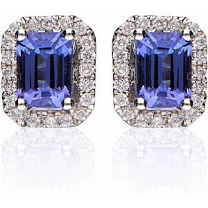 imageGin ampamp Grace 14k White Gold Genuine Tanzanite Diamond SI1 Stud Earring for Women