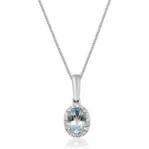 imageGin ampamp Grace 10K White Gold Genuine Aquamarine Diamond I1I2 Pendant for Women
