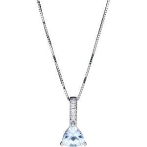 imageGin ampamp Grace 10K White Gold Genuine Aquamarine Natural Diamond I1I2 Pendant Necklace for Women