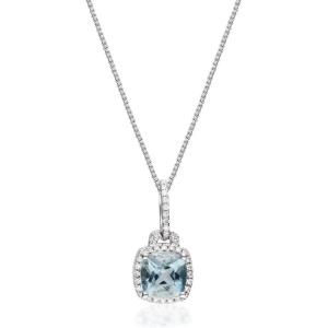 imageGin ampamp Grace 10K White Gold Natural Diamond I1I2 ampamp Genuine Blue Aquamarine Pendant for Women