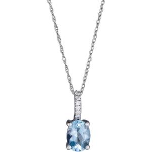 imageGin ampamp Grace 10K White Gold Natural DiamondI1 Pendant with Genuine Aquamarine Daily Work Wear Jewelry for Women Gifts for Her