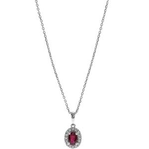 imageGin ampamp Grace 10K White Gold Genuine Ruby Oval With Natural Diamond I1 Pendant for women