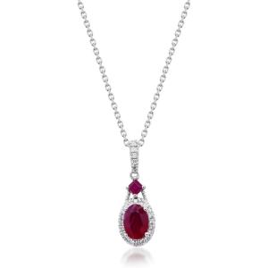 imageGin ampamp Grace 10K White Gold Genuine Ruby and Natural Diamond I1 Pendant for Women