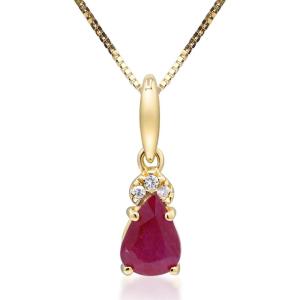 imageGin ampamp Grace 10K Yellow Gold Genuine Ruby Pear With Natural Diamond I1 Pendant for women