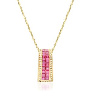 imageGin ampamp Grace Valentines Jewelry 10K Yellow Gold Genuine Ruby Diamond I1I2 Pendant for Women
