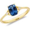 imageGin ampamp Grace 10K Yellow Gold Genuine London Blue Topaz Ring with Diamonds for women  Ethically authentically ampamp organically sourced Cushioncut shaped London Blue Topaz handcrafted jewelry for her  London Blue Topaz Ring for women