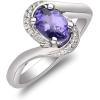 imageGin ampamp Grace 925 Sterling Silver Genuine Tanzanite Ring with Diamonds for women  Ethically authentically ampamp organically sourced Ovalcut shaped Tanzanite handcrafted jewelry for her