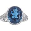 imageGin ampamp Grace 14K White Gold Genuine London Blue Topaz Ring with Diamonds for women  Ethically authentically ampamp organically sourced Round shaped London Blue Topaz handcrafted jewelry for her  London Blue Topaz Ring for women