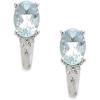 imageGin ampamp Grace 925 Sterling Silver Genuine Aquamarine ampamp Natural Diamond I1I2 Stud Earring for Women