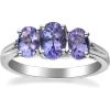 imageGin ampamp Grace 925 Sterling Silver Three Stone Genuine Tanzanite Ring with Diamonds for Women Holiday Gifts  Ethically Authentically ampamp Organically Sourced Ovalcut shaped Tanzanite handcrafted jewelry for her