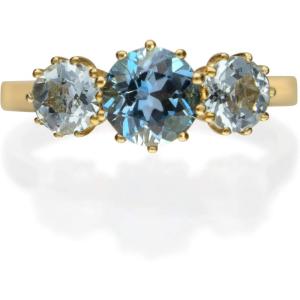 imageGin ampamp Grace 10K Yellow Gold Genuine Aquamarine ampamp London Blue Topaz Ring for women  Ethically authentically ampamp organically sourced Roundcut shaped London Blue Topaz handcrafted jewelry for her  London Blue Topaz Ring for women