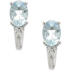 imageGin ampamp Grace 925 Sterling Silver Genuine Aquamarine ampamp Natural Diamond I1I2 Stud Earring for Women