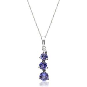 imageGin ampamp Grace 925 Sterling Silver Genuine Tanzanite Genuine White Sapphire Pendant for Women