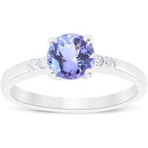 imageGin ampamp Grace 925 Sterling Silver Mozambique Genuine Tanzanite Ring with Diamonds for women  Ethically authentically ampamp organically sourced Roundcut shaped Tanzanite handcrafted jewelry for her
