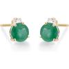 imageGin ampamp Grace 10K Yellow Gold Natural Zambian Emerald Earrings With Natural Diamonds For Women