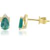 imageGin ampamp Grace 10K Yellow Gold Natural Zambian Emerald Earrings with Natural Diamonds for Women Holiday Gifts  Ethically Authentically ampamp Organically Sourced Pearcut Emerald handcrafted jewelry for her