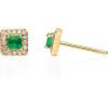 imageGin ampamp Grace 10K Yellow Gold Natural Zambian Emerald Earrings with Natural Diamonds for Women Holiday Gifts  Ethically Authentically ampamp Organically Sourced Squarecut Emerald handcrafted jewelry for her