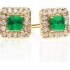 imageGin ampamp Grace 10K Yellow Gold Natural Zambian Emerald Earrings with Natural Diamonds for Women Holiday Gifts  Ethically Authentically ampamp Organically Sourced Squarecut Emerald handcrafted jewelry for her