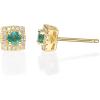 imageGin ampamp Grace 10K Yellow Gold Natural Zambian Emerald Earrings with Natural Diamonds for women  Ethically authentically ampamp organically sourced Roundcut Emerald handcrafted jewelry for her