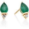 imageGin ampamp Grace 10K Yellow Gold Natural Zambian Emerald Stud Earrings with Natural Diamonds for Women Holiday Gifts  Ethically Authentically ampamp Organically Sourced Pearcut Emerald handcrafted jewelry for her