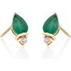 imageGin ampamp Grace 10K Yellow Gold Natural Zambian Emerald Stud Earrings with Natural Diamonds for Women Holiday Gifts  Ethically Authentically ampamp Organically Sourced Pearcut Emerald handcrafted jewelry for her