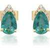 imageGin ampamp Grace 10K Yellow Gold Natural Zambian Emerald Earrings with Natural Diamonds for Women Holiday Gifts  Ethically Authentically ampamp Organically Sourced Pearcut Emerald handcrafted jewelry for her