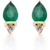 imageGin ampamp Grace 10K Yellow Gold Natural Zambian Emerald Stud Earrings with Natural Diamonds for Women Holiday Gifts  Ethically Authentically ampamp Organically Sourced Pearcut Emerald handcrafted jewelry for her
