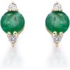 imageGin ampamp Grace womens 14K Yellow Gold Natural Zambian Emerald Earrings With Natural Diamonds  Ethically Authentically ampamp Organically Sourced RoundCut Shaped Emerald HandCrafted Jewelry GJ18793EEM