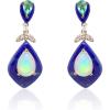 imageGin and Grace 14K Yellow Gold natural Ethiopian Opal Emerald Lapis earrings with Diamonds for women Opal Earrings for women