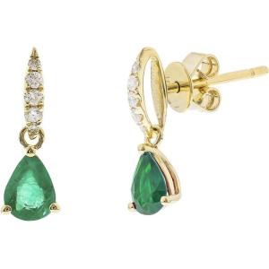 imageGin ampamp Grace 10K Yellow Gold Natural Emerald Diamond I1I2 Stud Earring for Women