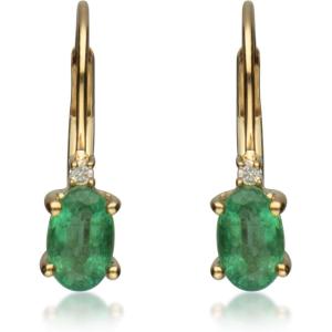 imageGin ampamp Grace 10K Yellow Gold Natural Emerald ampamp Natural Diamond I1I2 Lever Back Drop Style Earring for Women