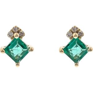 imageGin ampamp Grace 10K Yellow Gold Natural Zambian Emerald Earrings with Diamonds for Women Holiday Gifts  Ethically Authentically ampamp Organically Sourced Squarecut Emerald handcrafted jewelry for her