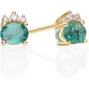 imageGin ampamp Grace 10K Yellow Gold Natural Zambian Emerald Earrings with Natural Diamonds for Women Holiday Gifts  Ethically Authentically ampamp Organically Sourced Ovalcut Emerald handcrafted jewelry for her