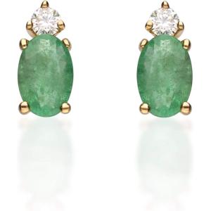 imageGin ampamp Grace 14K Yellow Gold Natural Emerald Diamond I1I2 Earring for Women