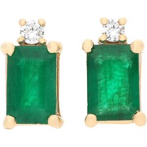 imageGin ampamp Grace 14K Yellow Gold Natural Emerald Diamond I1I2 Stud Earring for Women