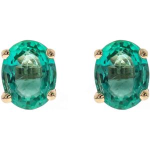 imageGin ampamp Grace 14K Yellow Gold Natural Zambian Emerald Earrings for Women Holiday Gifts  Ethically Authentically ampamp Organically Sourced Ovalcut Emerald handcrafted jewelry for her  Emerald Earrings for Women Holiday Gifts