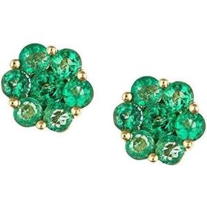 imageGin ampamp Grace 14K Yellow Gold Natural Zambian Emerald Earrings for Women Holiday Gifts  Ethically Authentically ampamp Organically Sourced Roundcut Emerald handcrafted jewelry for her  Emerald Earrings for Women Holiday Gifts