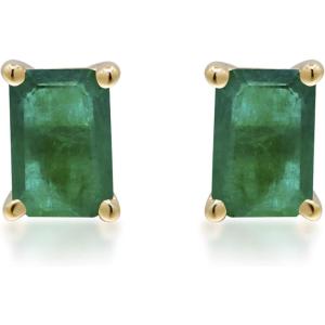 imageGin ampamp Grace womens 14K Yellow Gold Natural Zambian Emerald Earrings  Ethically Authentically ampamp Organically Sourced Emerald Shape Emerald HandCrafted Jewelry  Emerald Earrings GJ15386EEM