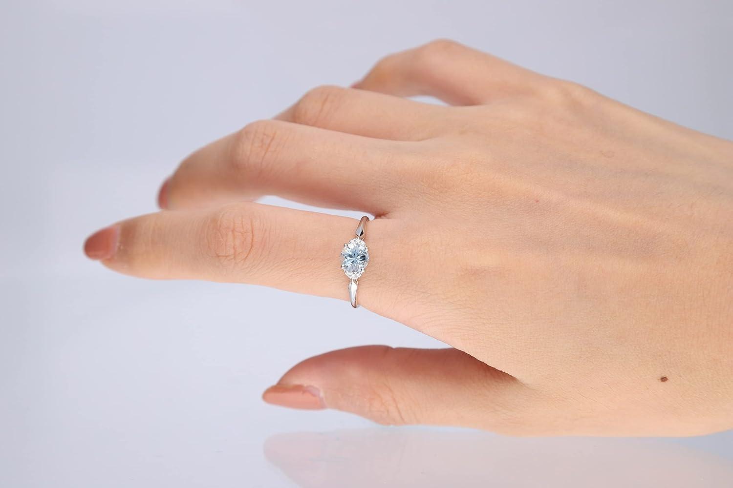 imageGin ampamp Grace 14K White Gold Genuine Aquamarine Ring with Diamonds for Women Holiday Gifts  Ethically Authentically ampamp Organically Sourced Roundcut shaped Aquamarine handcrafted jewelry for her