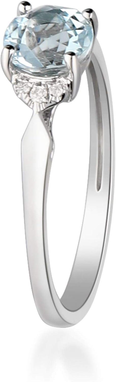 imageGin ampamp Grace 14K White Gold Genuine Aquamarine Ring with Diamonds for Women Holiday Gifts  Ethically Authentically ampamp Organically Sourced Roundcut shaped Aquamarine handcrafted jewelry for her